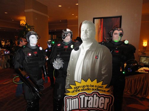These guys tried to recruit Cardboard Jim to the cool club of frighteningly realistic Star Trek the Next Generation fan boys, but Cardboard Jim declined.