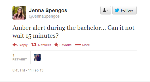 Twitter   JennaSpengos  Amber alert during the ...