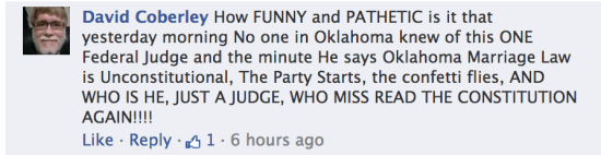 David Coberley Oklahoma Facebook marriage equality