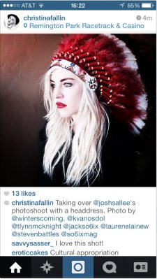 christina fallin indian headdress
