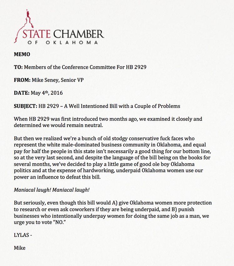 oklahoma state chamber equal pay letter