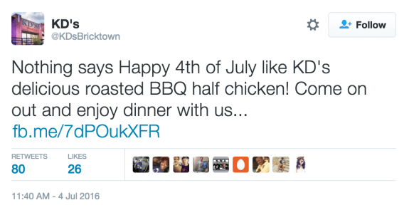 KDs restaurant 4th of july