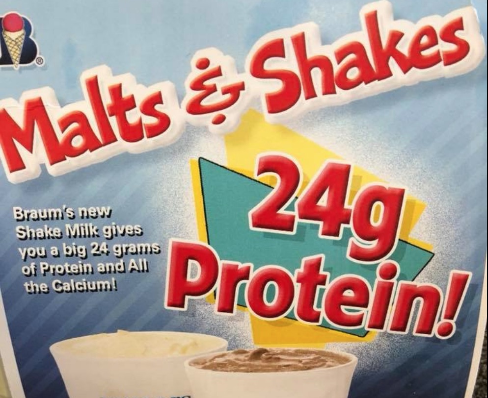 Braum's milkshakes are a good source of protein! The Lost Ogle