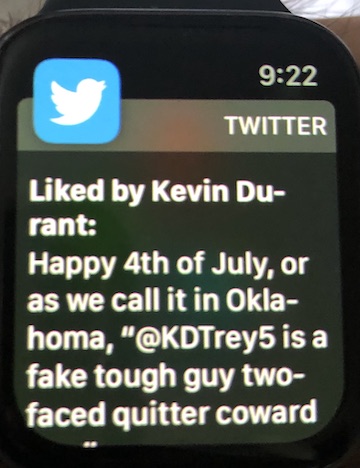 Kevin Durant has witty comeback for Twitter troll